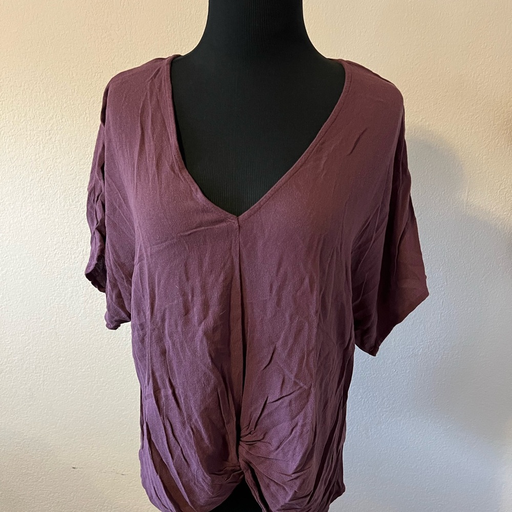 Mahina Deep Purple V-Neck Blouse